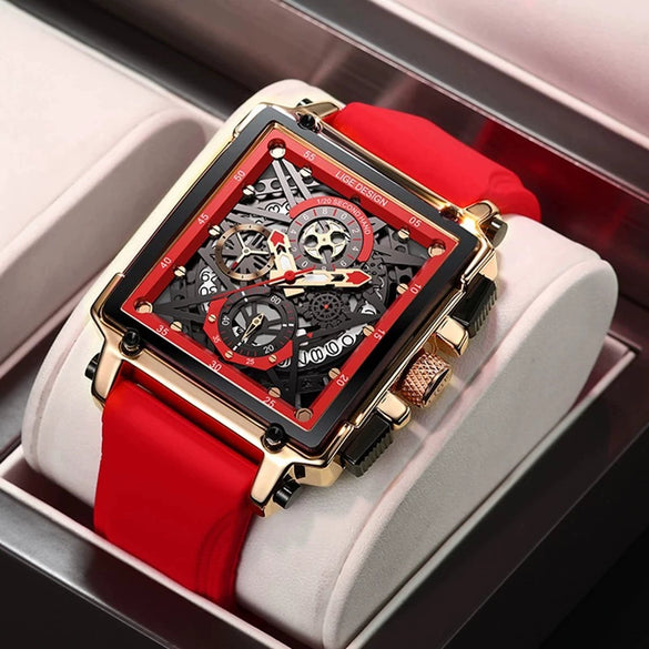Wholesale Sports Watch Alloy Plastic Square Hollow Quartz Men's Business Style