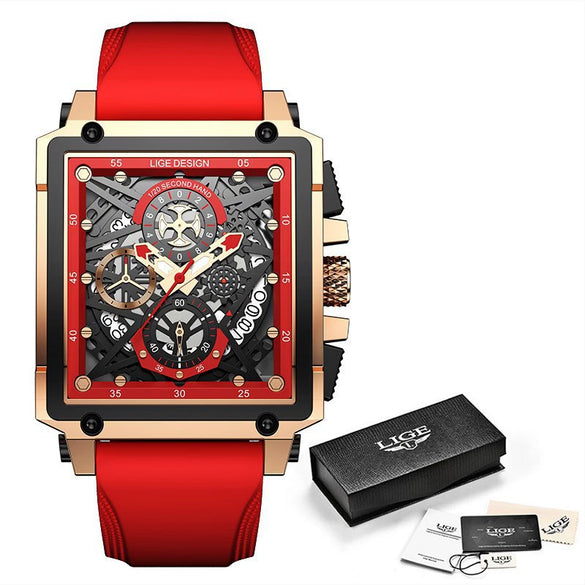 Wholesale Sports Watch Alloy Plastic Square Hollow Quartz Men's Business Style