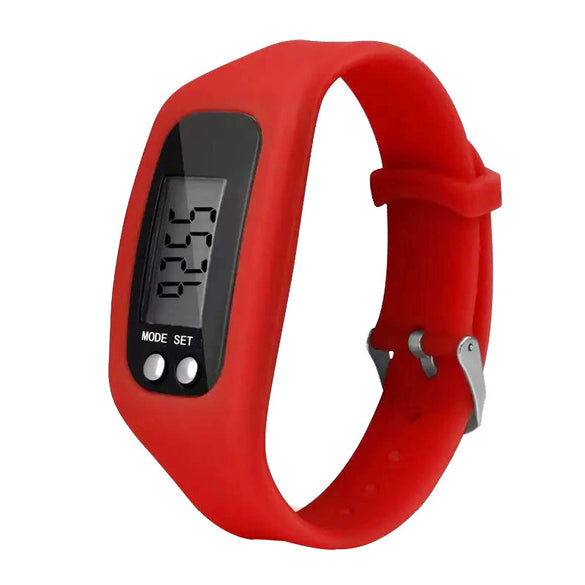 Wholesale Sports Watch Silicone Strap Plastic Case And Mirror Rectangular Dial Multi Function Pedometer Led Display