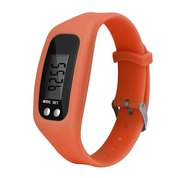 Wholesale Sports Watch Silicone Strap Plastic Case And Mirror Rectangular Dial Multi Function Pedometer Led Display