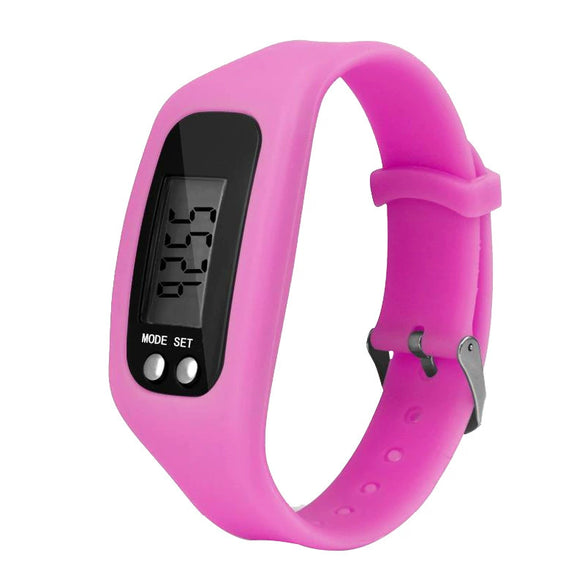 Wholesale Sports Watch Silicone Strap Plastic Case And Mirror Rectangular Dial Multi Function Pedometer Led Display