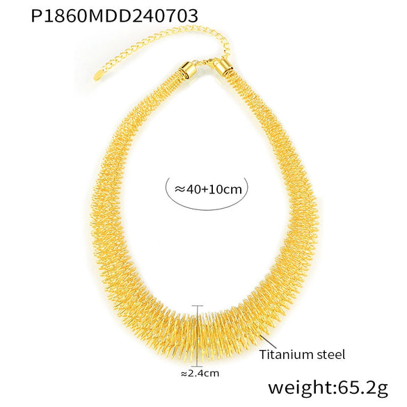 Wholesale Spring Trend Collar With Personality Exaggerated Design Sense Titanium Steel Electroplated 18K Gold Geometric Style