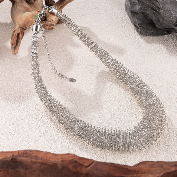 Wholesale Spring Trend Collar With Personality Exaggerated Design Sense Titanium Steel Electroplated 18K Gold Geometric Style