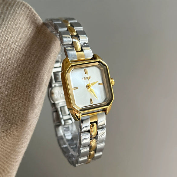 Wholesale Square Alloy And Metal Ladies' Medieval Style Simple Elegant High End Fashion Light Luxury Wristwatch With Spiral Crown And Butterfly Double Snap Buckle