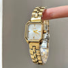 Wholesale Square Alloy And Metal Ladies' Medieval Style Simple Elegant High End Fashion Light Luxury Wristwatch With Spiral Crown And Butterfly Double Snap Buckle