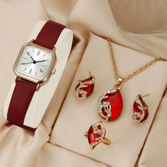 Wholesale Square Alloy Case Imitation Leather Strap Quartz Watch For Women Fashion And Simple Design