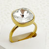 Wholesale Square And Heart Shape Zircon Inlaid Stainless Steel Electroplating Ring For Female