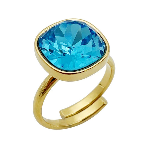 Wholesale Square And Heart Shape Zircon Inlaid Stainless Steel Electroplating Ring For Female