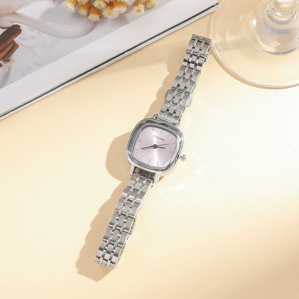 Wholesale Square Casual Alloy Case Stainless Steel Band Female Student Silver Vintage Watch
