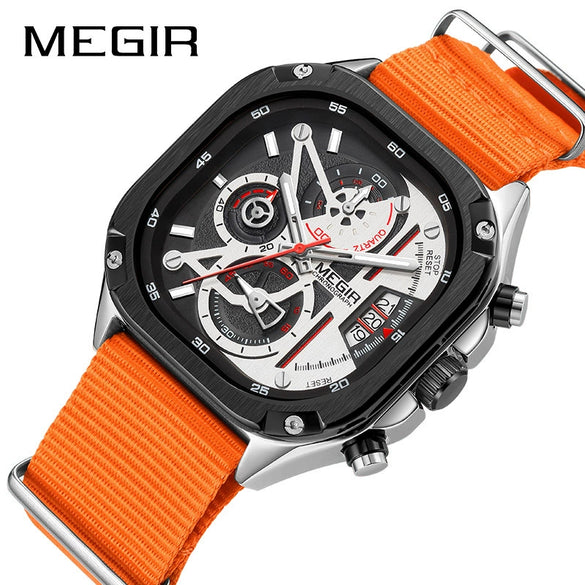 Wholesale Square Chronograph Luminous Calendar Watch With Canvas Nylon Belt Alloy Case Mineral Strengthened Glass Mirror And Stainless Steel Clasp