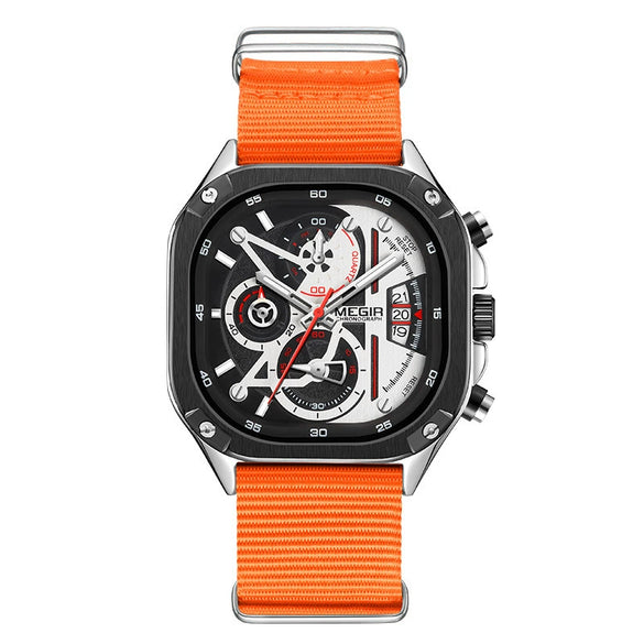 Wholesale Square Chronograph Luminous Calendar Watch With Canvas Nylon Belt Alloy Case Mineral Strengthened Glass Mirror And Stainless Steel Clasp
