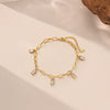 Wholesale Square Diamond Tassel 18K Gold Plated Titanium Steel Anklet For Women