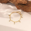 Wholesale Square Diamond Tassel 18K Gold Plated Titanium Steel Anklet For Women