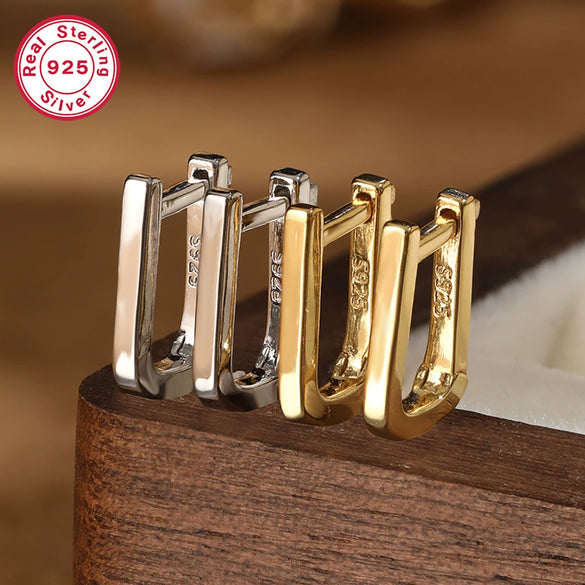Wholesale Square Ear Buckle Earrings S925 Sterling Silver Electroplated For Women Fashion Geometric Design