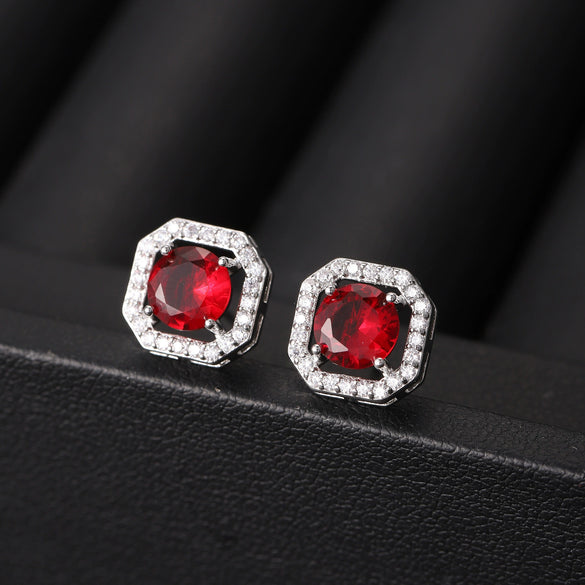 Wholesale Square Earrings Copper Inlaid Zircon Geometric Allmatching Women's