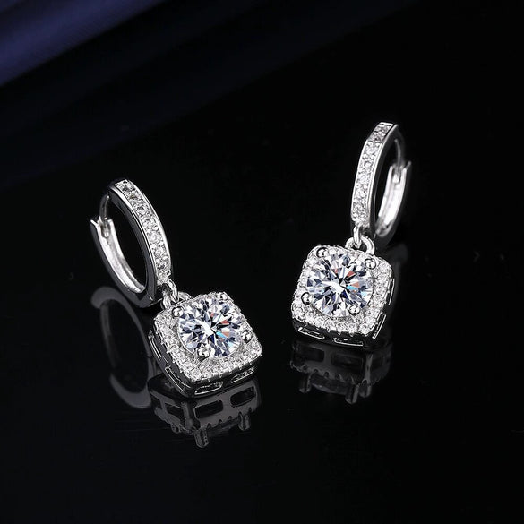 Wholesale Square Earrings For Women Copper Inlaid Zircon Geometric Style