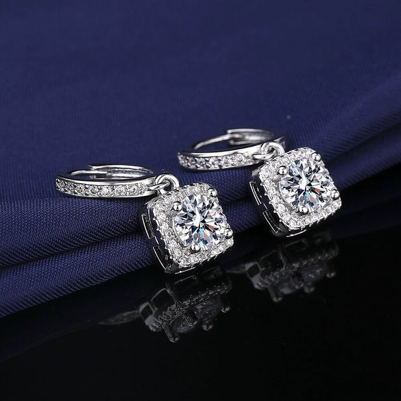 Wholesale Square Earrings For Women Copper Inlaid Zircon Geometric Style