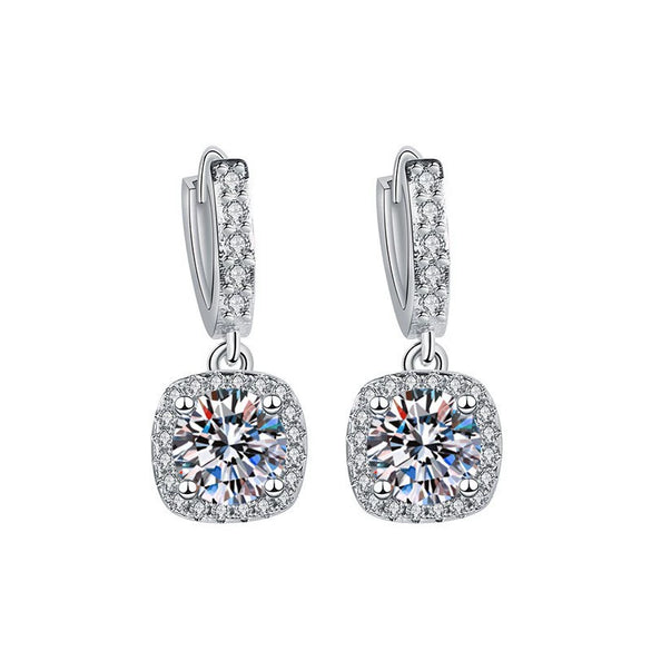 Wholesale Square Earrings For Women Copper Inlaid Zircon Geometric Style