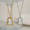 Wholesale Square Geometric Bead Chain Clavicle Chain With Titanium Steel Pendant Retro Minimalist Design Pvd Vacuum Real Gold Electroplating For Women And Men