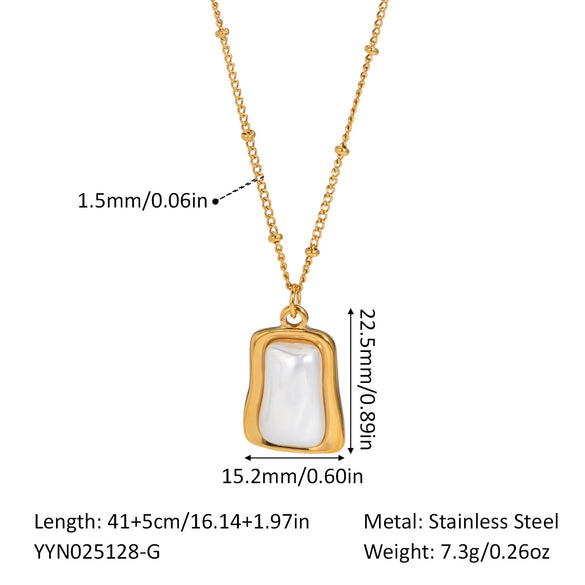 Wholesale Square Geometric Bead Chain Clavicle Chain With Titanium Steel Pendant Retro Minimalist Design Pvd Vacuum Real Gold Electroplating For Women And Men