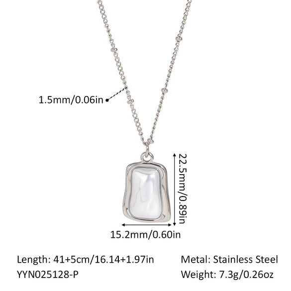 Wholesale Square Geometric Bead Chain Clavicle Chain With Titanium Steel Pendant Retro Minimalist Design Pvd Vacuum Real Gold Electroplating For Women And Men
