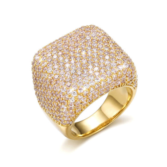 Wholesale Square Geometric Modern Minimalist Electroplated Copper Zircon Ring For Women And Unisex
