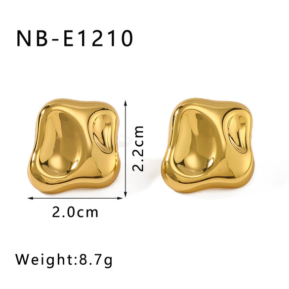 Wholesale Square Irregular Stainless Steel Earrings With Real Gold Plated Rhombus And Geometric Design