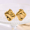 Wholesale Square Irregular Stainless Steel Earrings With Real Gold Plated Rhombus And Geometric Design