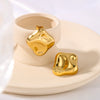 Wholesale Square Irregular Stainless Steel Earrings With Real Gold Plated Rhombus And Geometric Design
