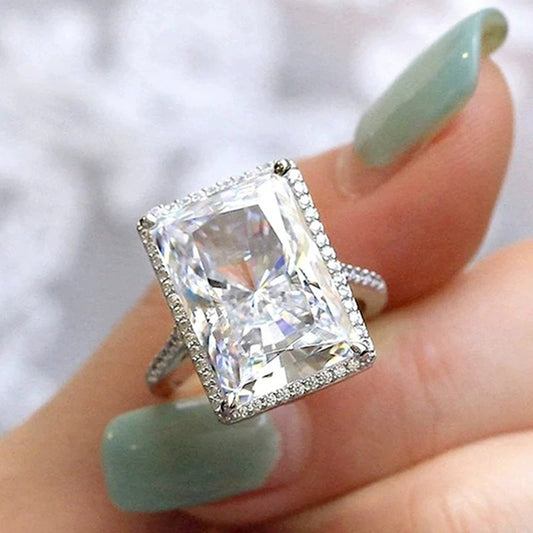 Wholesale Square Korean Style Ring Copper Inlaid Zircon Geometric Design For Women