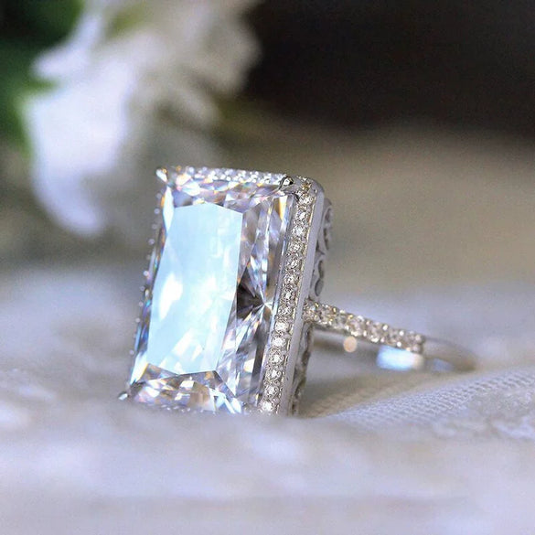 Wholesale Square Korean Style Ring Copper Inlaid Zircon Geometric Design For Women