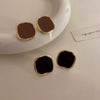Wholesale Square Light Luxury Alloy Earrings For Women With Geometric Pattern And Electroplating