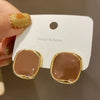 Wholesale Square Light Luxury Alloy Earrings For Women With Geometric Pattern And Electroplating