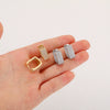 Wholesale Square Light Luxury Earrings Copper Inlaid Zircon Simple Geometric Design Unisex