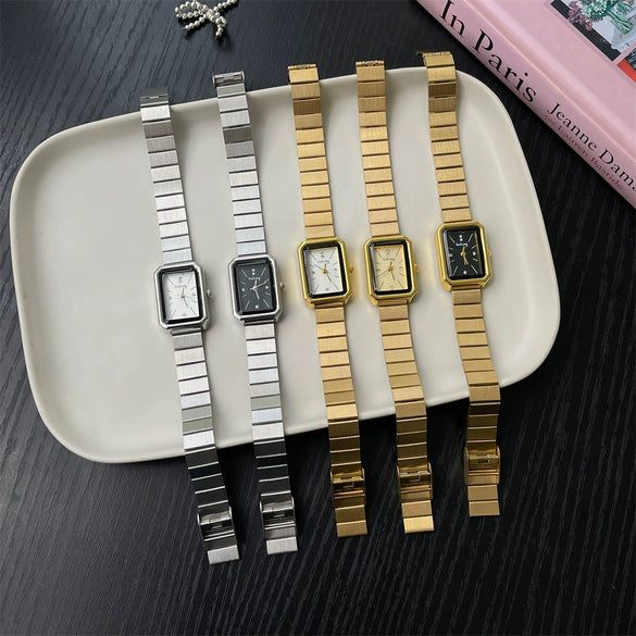 Wholesale Square Metal Quartz Watch With Simple Texture For Female Students High End Sense Cold Niche Ins Style