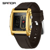 Wholesale Square Multifunction Dual Display Electronic Watch For Men Light Luxury Style Silicone Band Waterproof Alloy Case Mineral Tempered Mirror