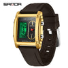 Wholesale Square Multifunction Dual Display Electronic Watch For Men Light Luxury Style Silicone Band Waterproof Alloy Case Mineral Tempered Mirror