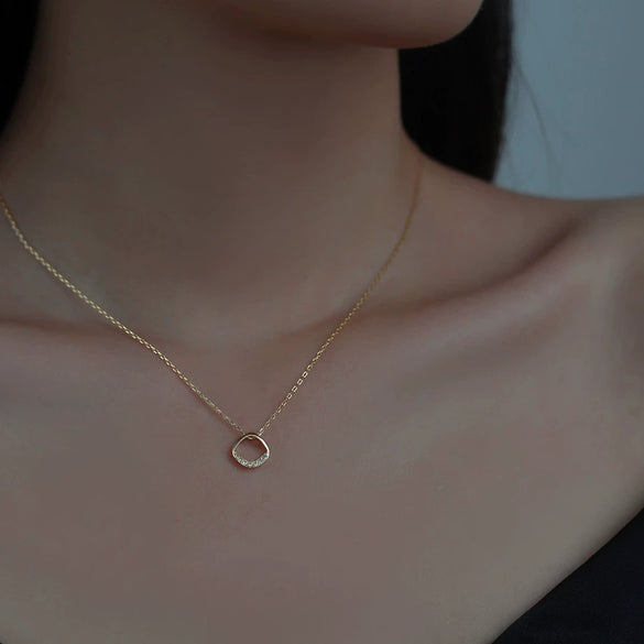 Wholesale Square Necklace 925 Sterling Silver Geometric 14K Gold Plated