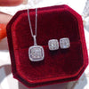 Wholesale Square Pendant Necklace For Women Copper Mixed Gem Inlay Geometric Style Inlaid Zircon Box Chain