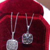Wholesale Square Pendant Necklace For Women Copper Mixed Gem Inlay Geometric Style Inlaid Zircon Box Chain