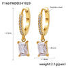 Wholesale Square Pendant Zircon Earrings Stainless Steel Light Luxury Geometric 18K Gold Plated