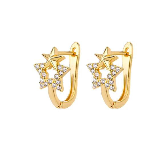 Wholesale Square Pleated Geometric Earrings Copper Gold Plated Inlaid With Artificial Gemstones Semiprecious Stones Electroplated Sweet Cool Style