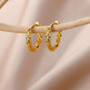 Wholesale Square Pleated Geometric Earrings Copper Gold Plated Inlaid With Artificial Gemstones Semiprecious Stones Electroplated Sweet Cool Style