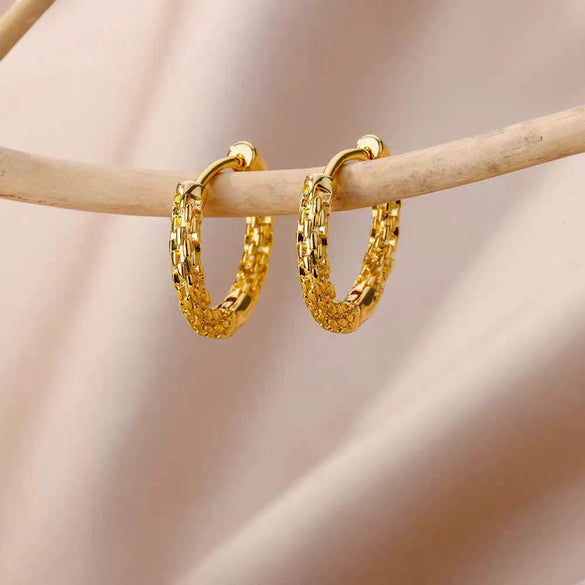 Wholesale Square Pleated Geometric Earrings Copper Gold Plated Inlaid With Artificial Gemstones Semiprecious Stones Electroplated Sweet Cool Style