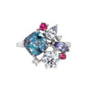 Wholesale Square Princess Ring Copper Inlaid Multicolor Gem And Zircon For Women