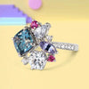 Wholesale Square Princess Ring Copper Inlaid Multicolor Gem And Zircon For Women