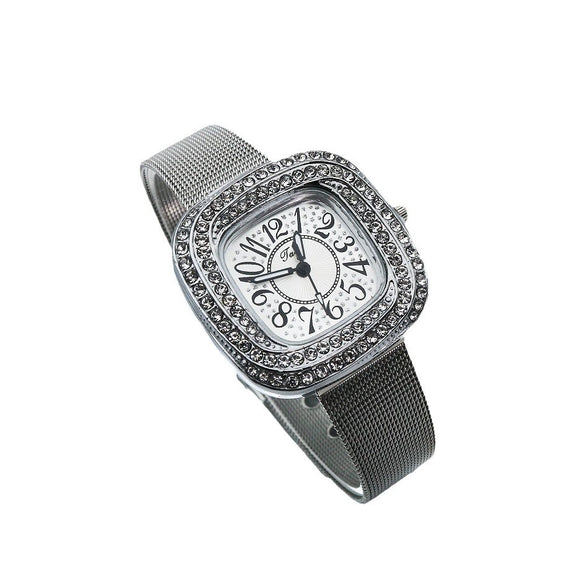 Wholesale Square Quartz Watch With Alloy Case Stainless Steel Strap And Diamondembedded Fashion Leisure Style