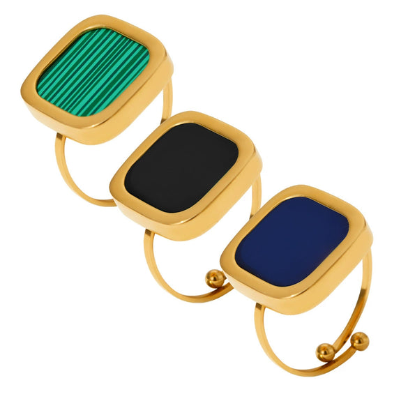 Wholesale Square Retro Open Ring For Women Fashion Ol Style Stainless Steel Electroplated