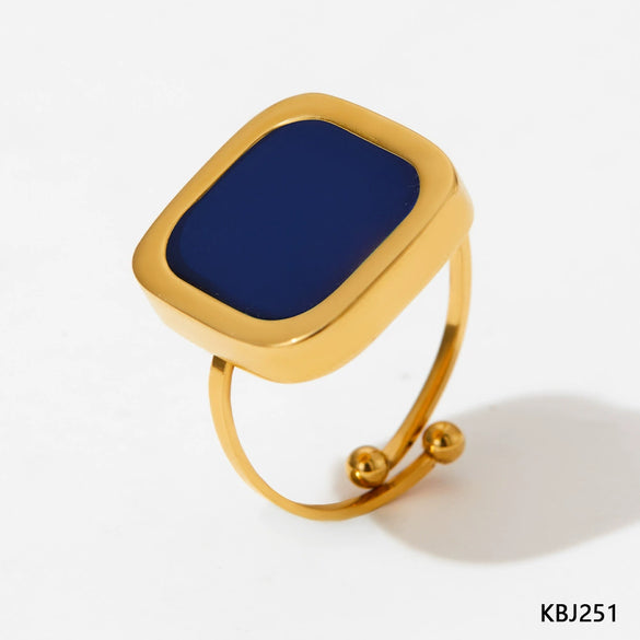 Wholesale Square Retro Open Ring For Women Fashion Ol Style Stainless Steel Electroplated