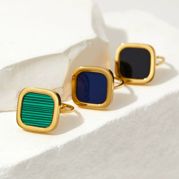 Wholesale Square Retro Open Ring For Women Fashion Ol Style Stainless Steel Electroplated